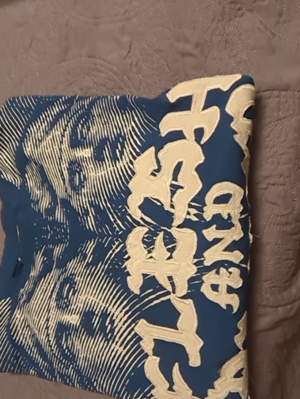 Black Label Flesh Blood Blue Graphic Long Sleeve Shirt Sz L Courage